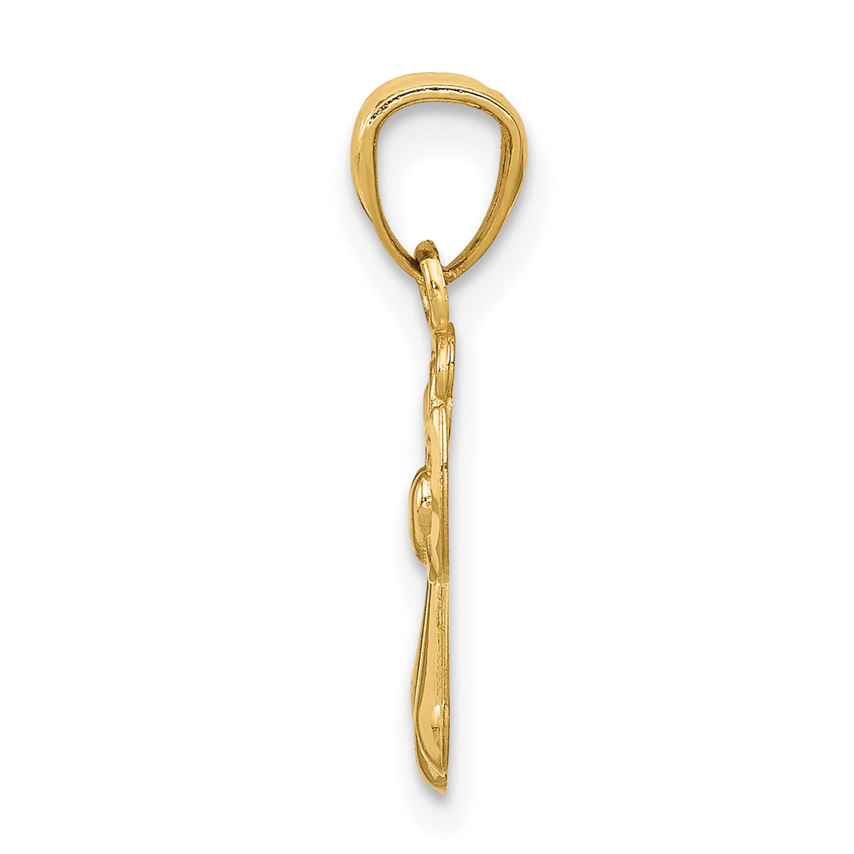 14k Yellow Gold Polished Angel with Heart Pendant, view 2