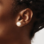 14k White Gold 10-11mm White Round Freshwater Cultured Pearl Stud Post Earrings