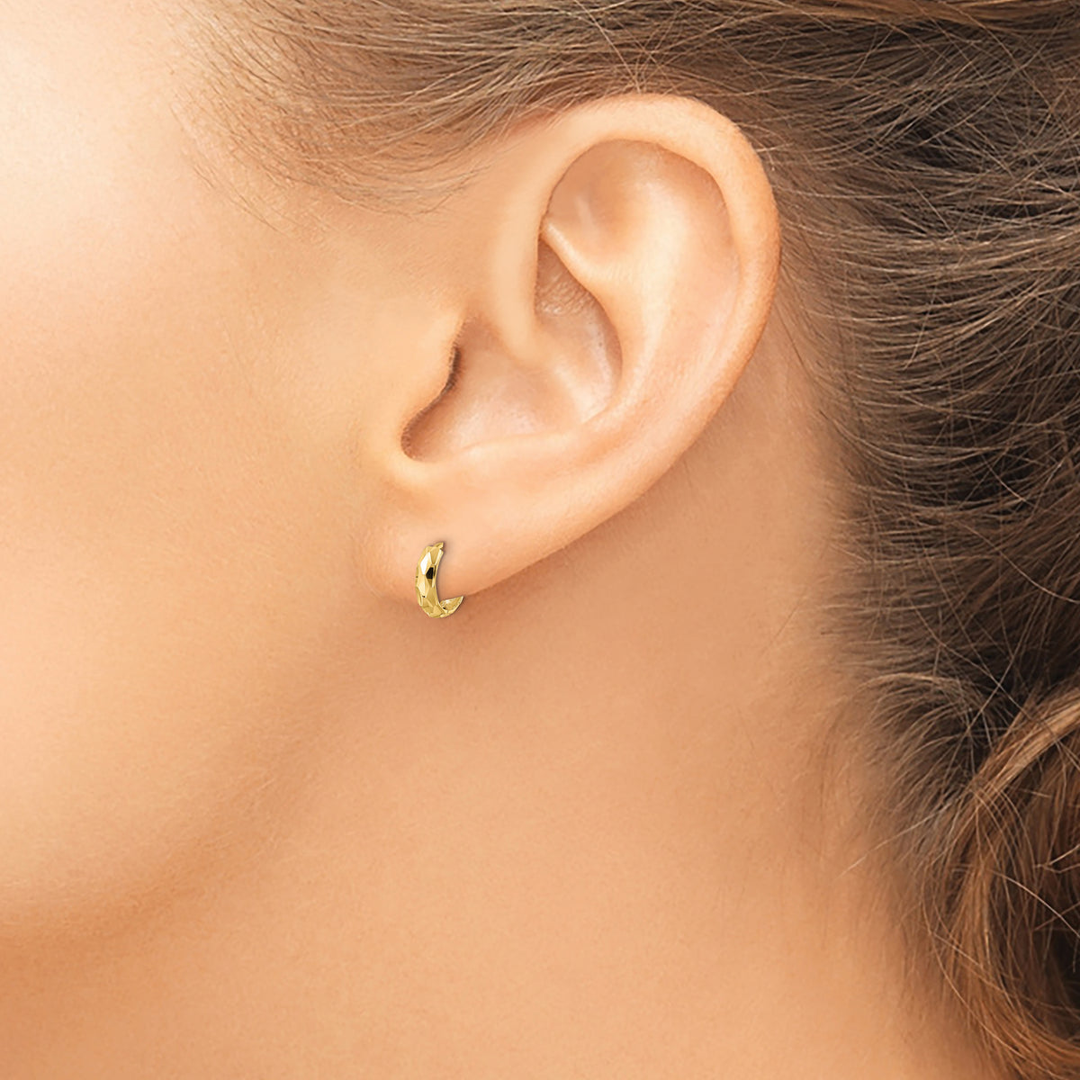 Gold Diamond-cut Hoop Earrings - 14k Yellow Gold