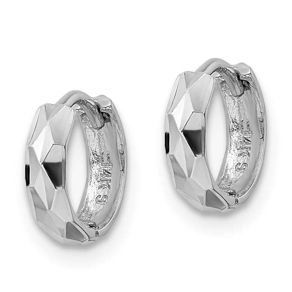 Gold Diamond-cut Hoop Earrings - 14k White Gold