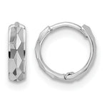 Gold Diamond-cut Hoop Earrings - 14k White Gold