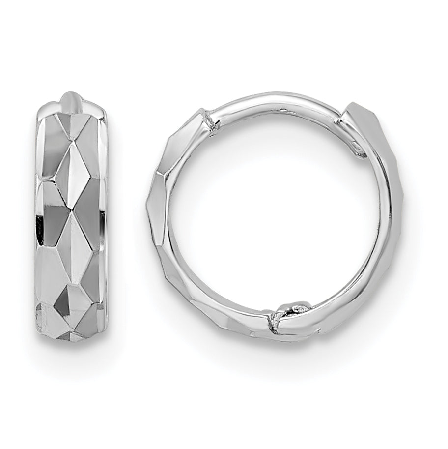 Gold Diamond-cut Hoop Earrings - 14k White Gold#14k White Gold