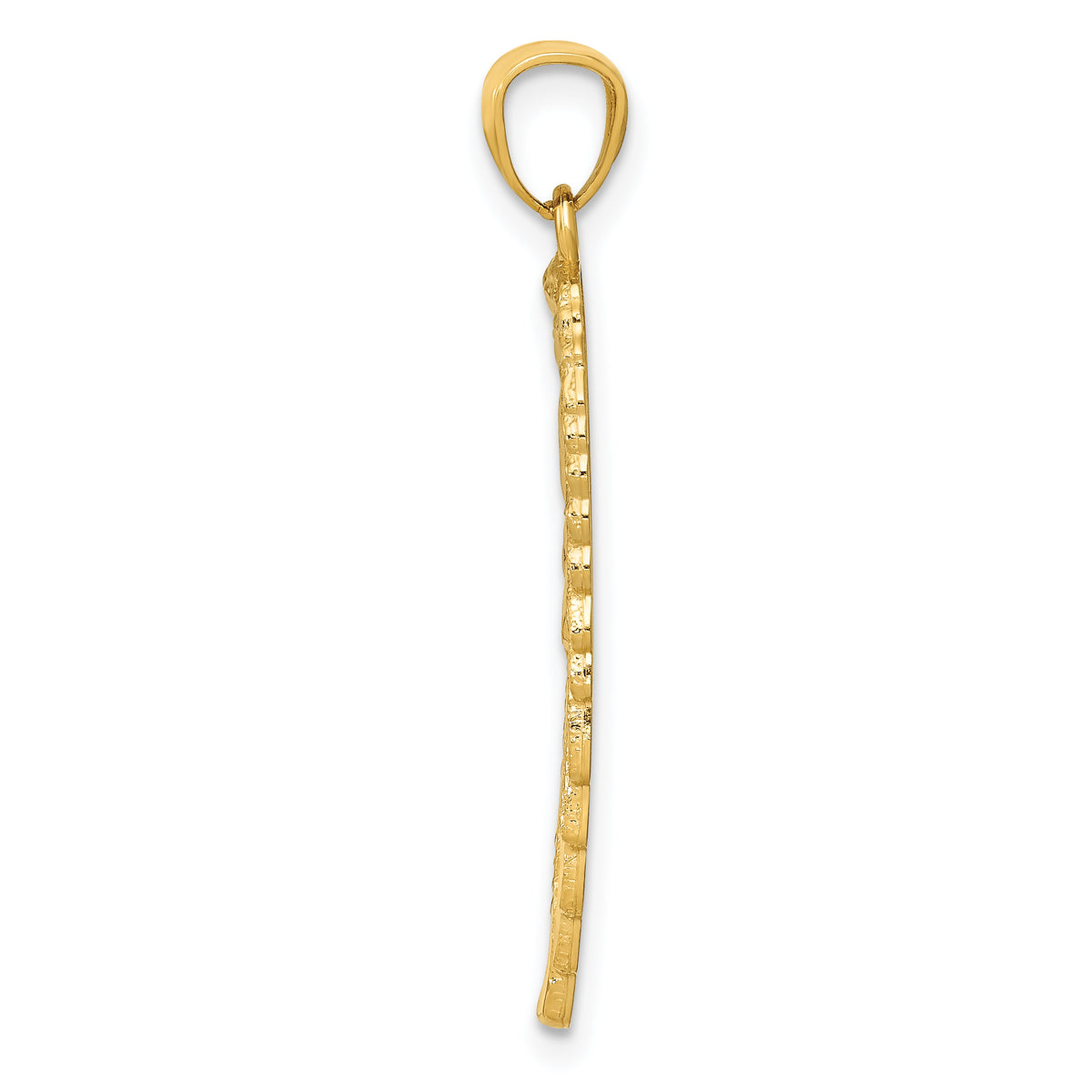 14k Yellow Gold Polished and Textured Angel Wing Pendant, view 2