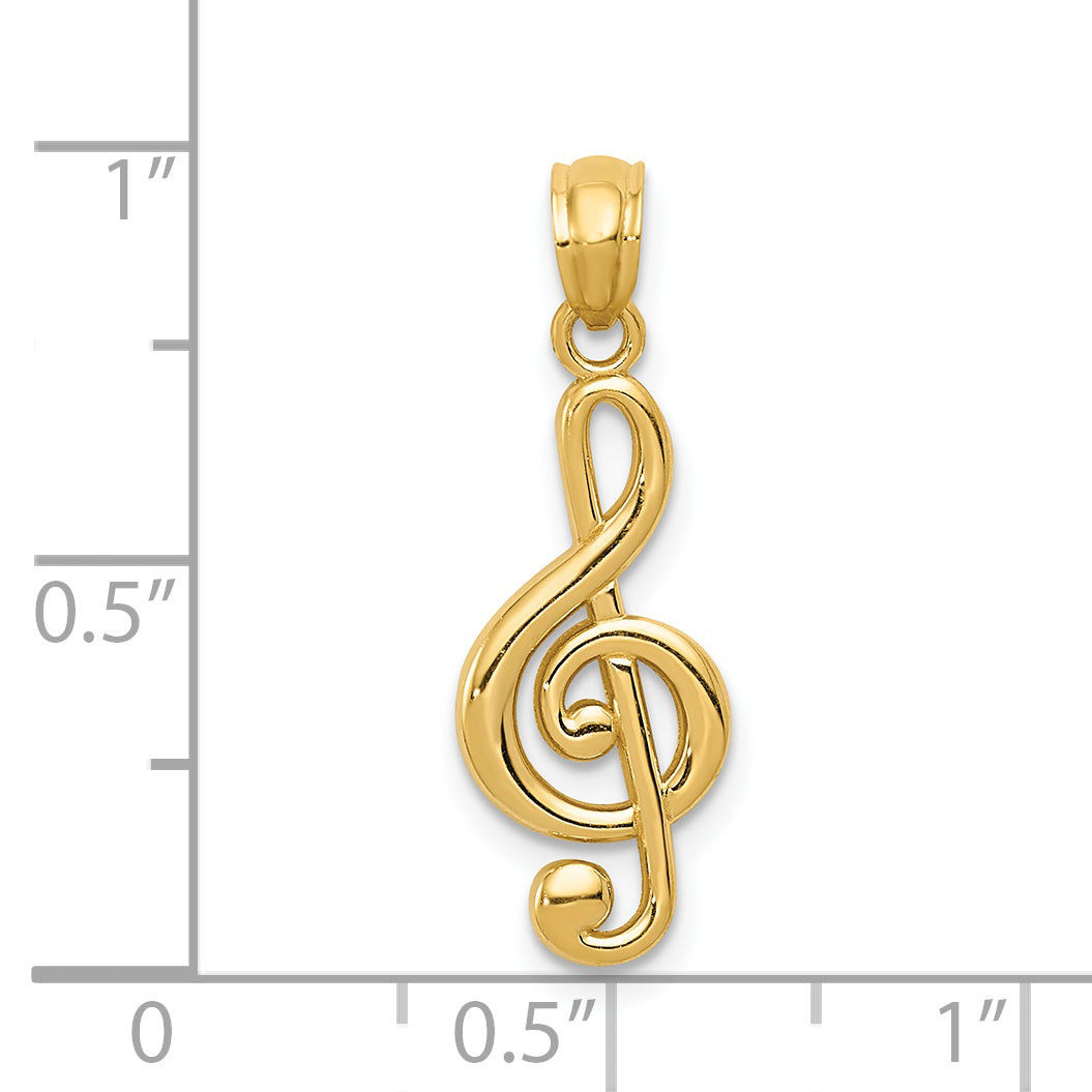 14k Gold Polished Treble Clef Pendant