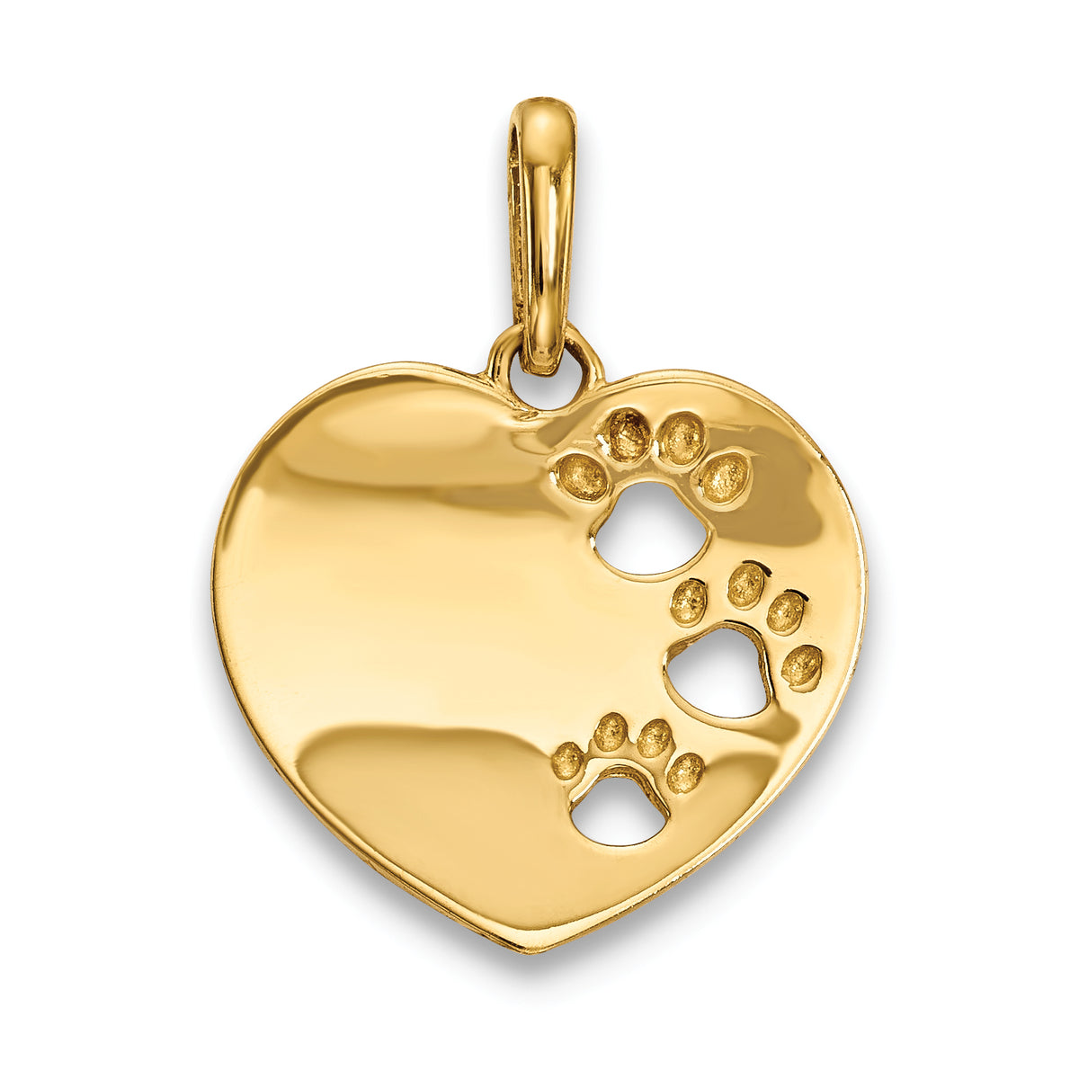 14k Yellow Gold Heart with Pawprints Pendant
