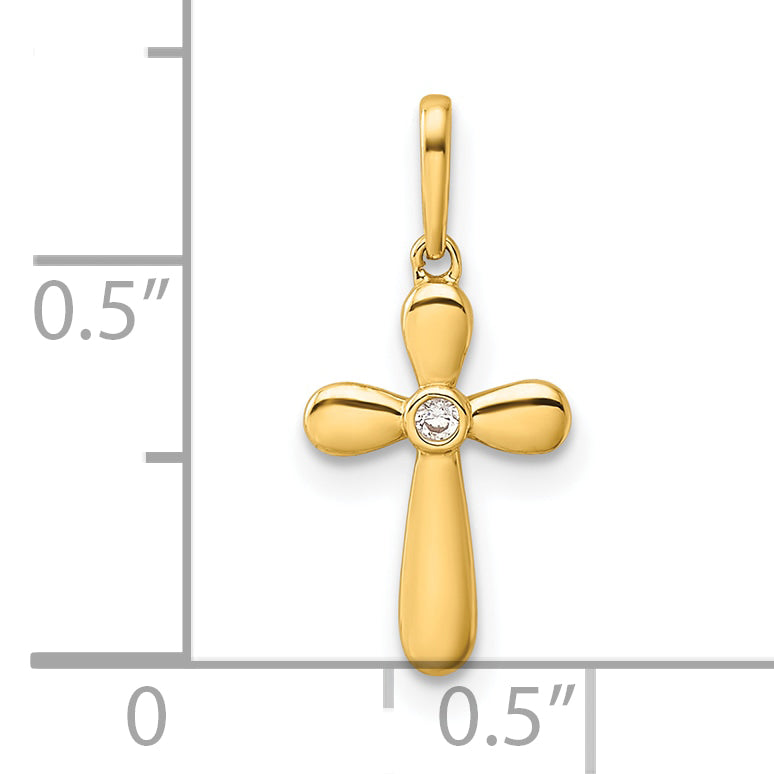 14k CZ Cross Pendant