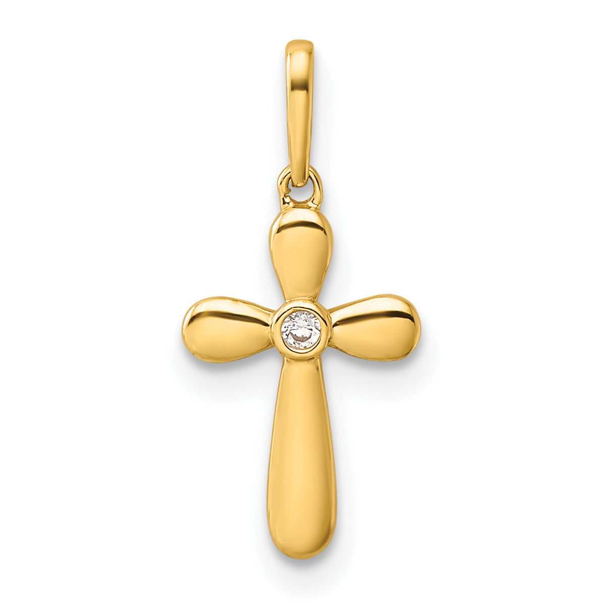 14k Yellow Gold CZ Cross Pendant