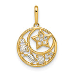 14k CZ Star and Moon Pendant