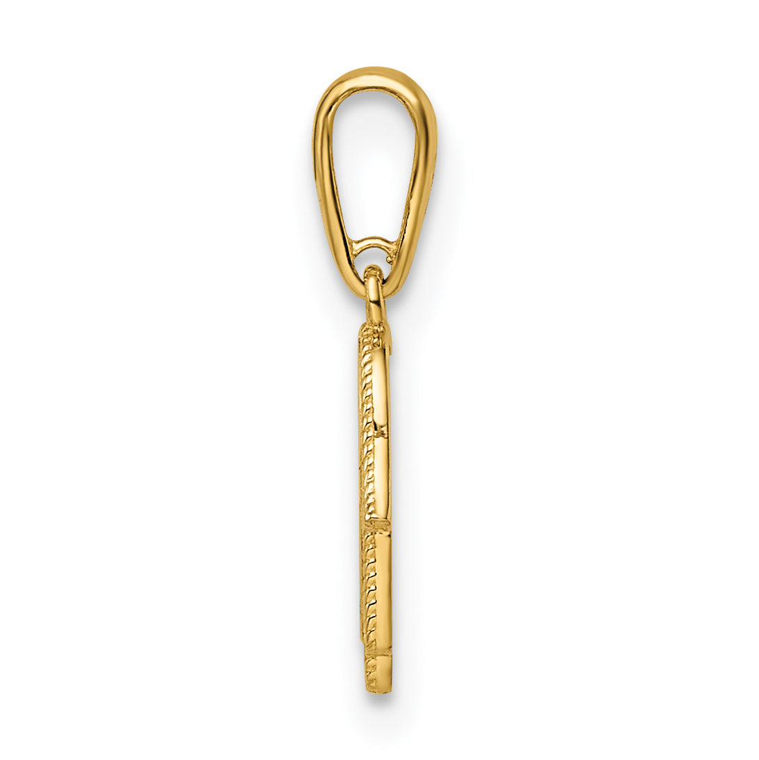 14k Yellow Gold Hamsa Pendant, 11mm, view 2