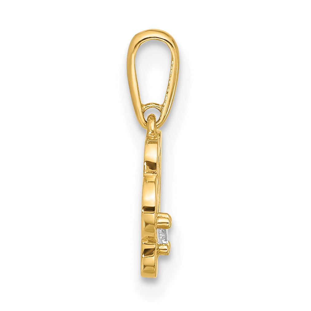 14k Yellow Gold Polished CZ Cut-out Paw Print Pendant, view 2