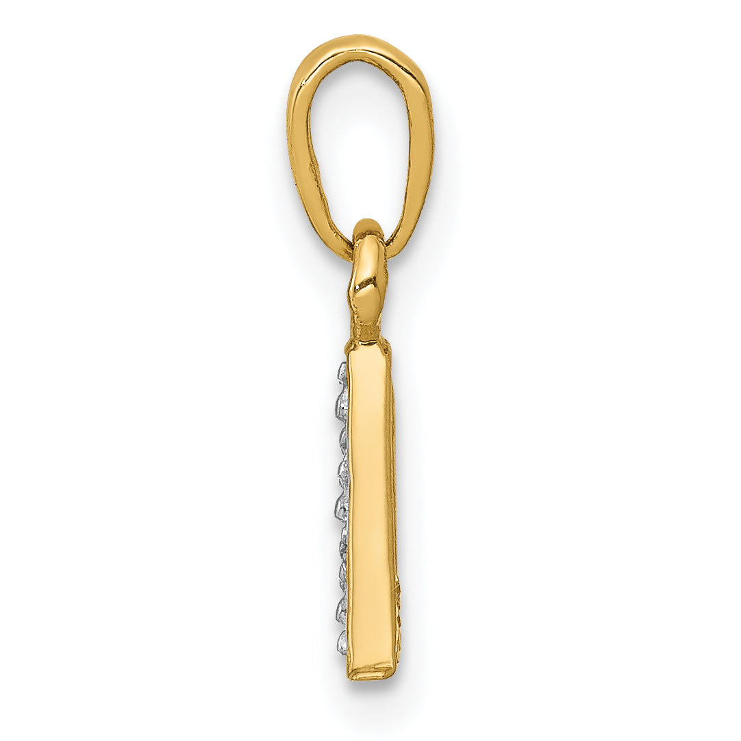 14k Gold With Rhodium Diamond Letter A Initial Pendant, view 2