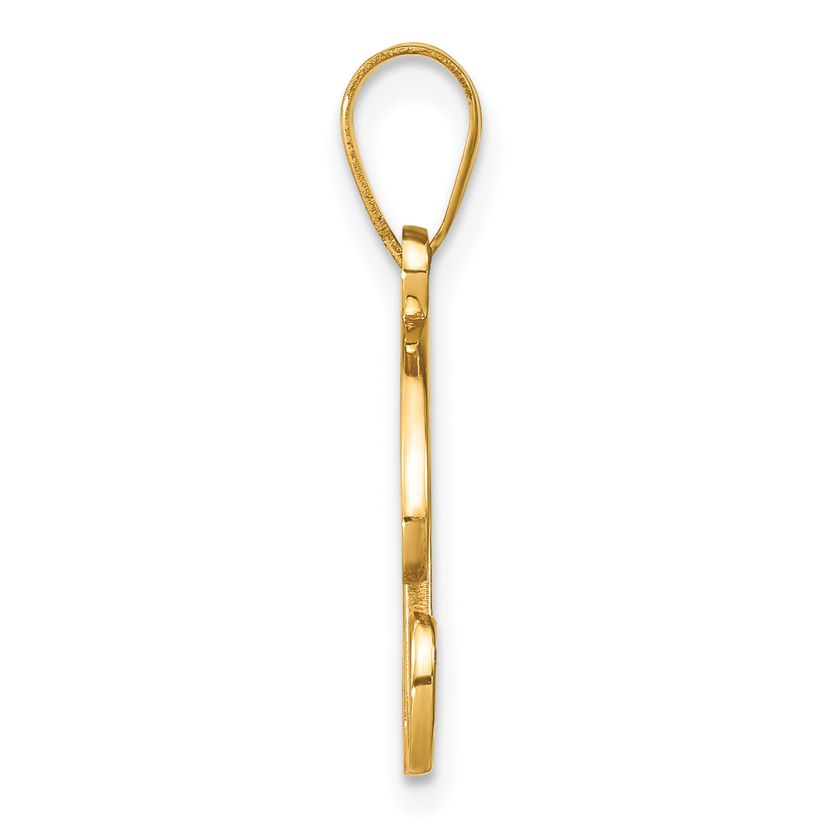 14k Yellow Gold Script Letter R Initial Pendant with Diamond