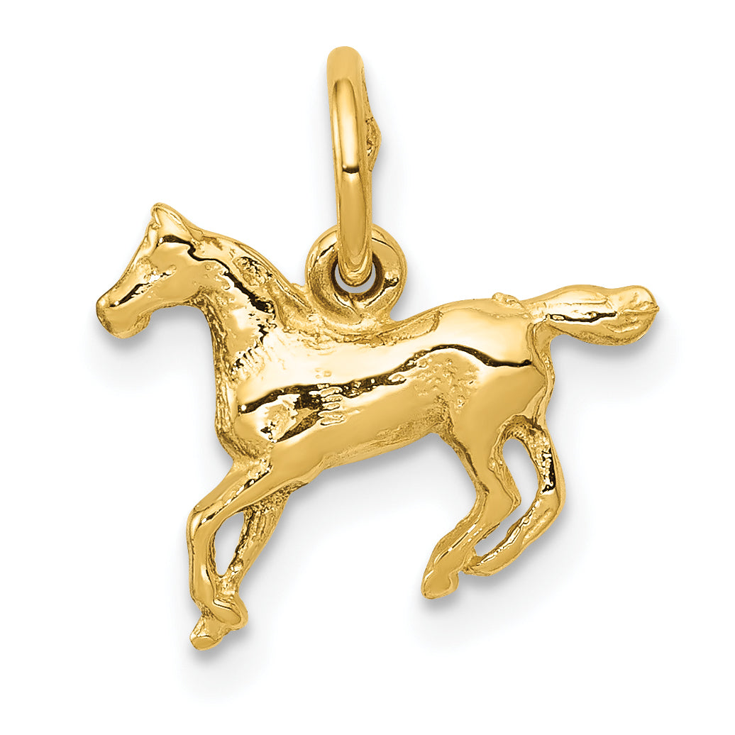 14k Yellow Gold Polished Cantering Horse Charm