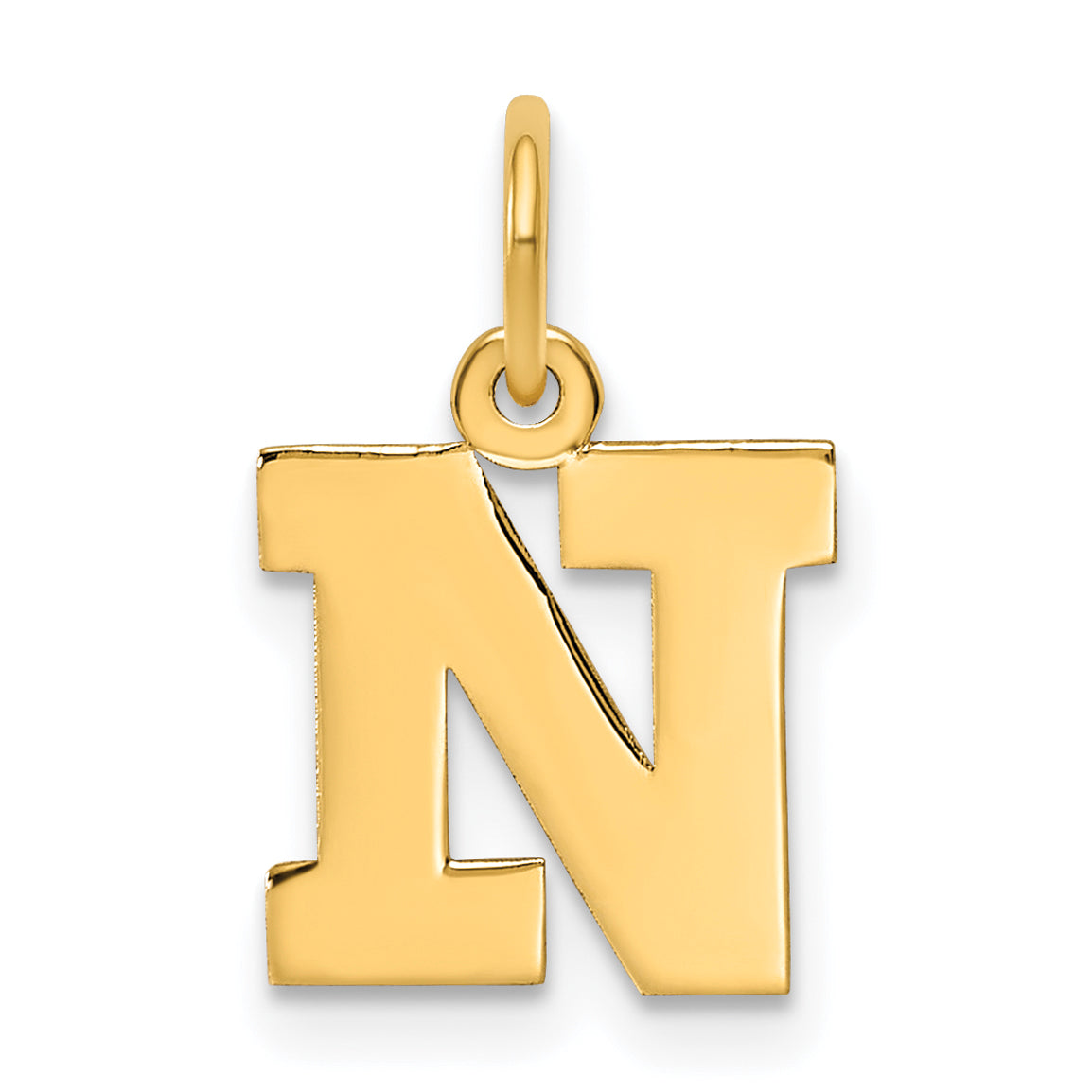 14k Yellow Gold Small Block Letter N Initial Charm