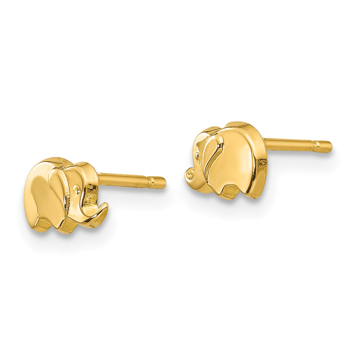14k Yellow Gold Polished Elephant Post Earrings, view 2