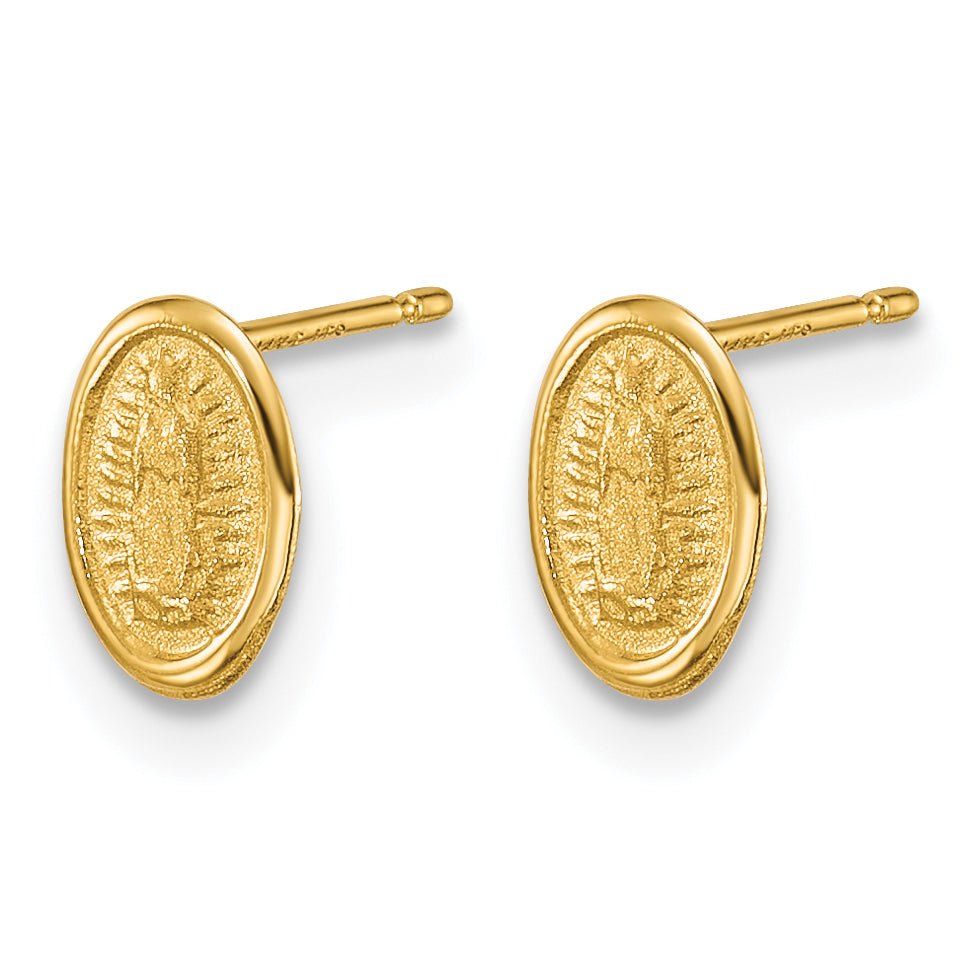 14k Polished Small Our Lady of Guadalupe Post Earrings