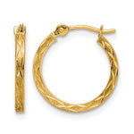 14k Yellow Gold Polished and Satin Diamond-cut Hoop Earrings
