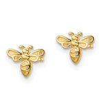 14k Yellow Gold Bumble Bee Post Earrings, view 2