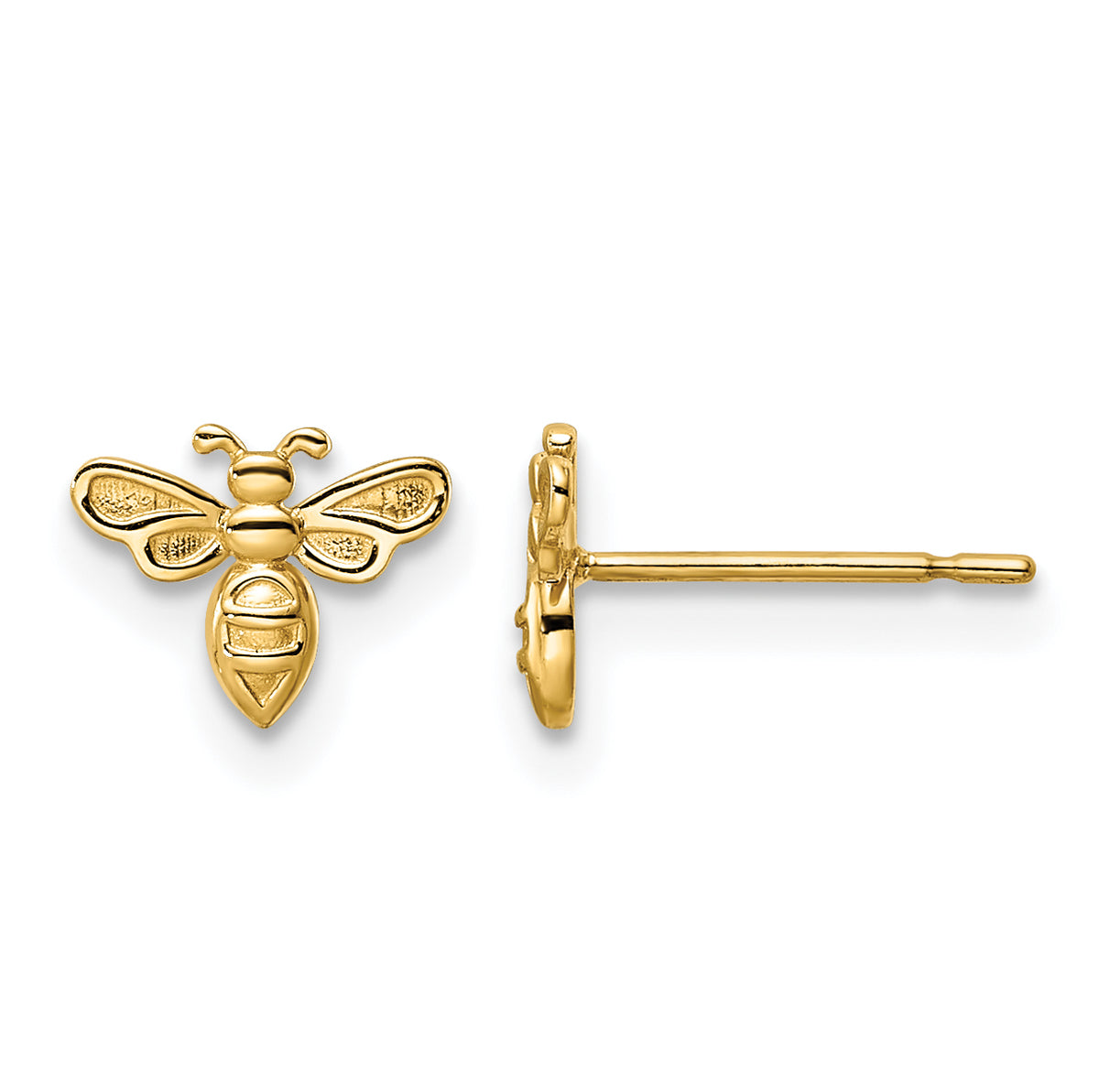 14k Yellow Gold Bumble Bee Post Earrings
