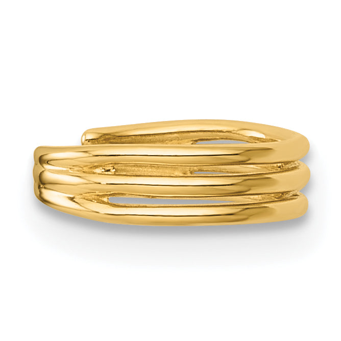 14k Polished Three Row Single Ear Cuff