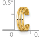 14k Polished Three Row Single Ear Cuff