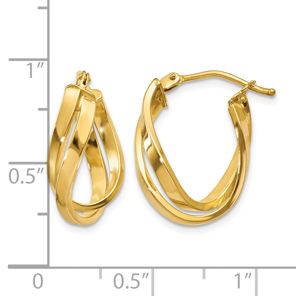 Gold Twisted Oval Hoop Earrings