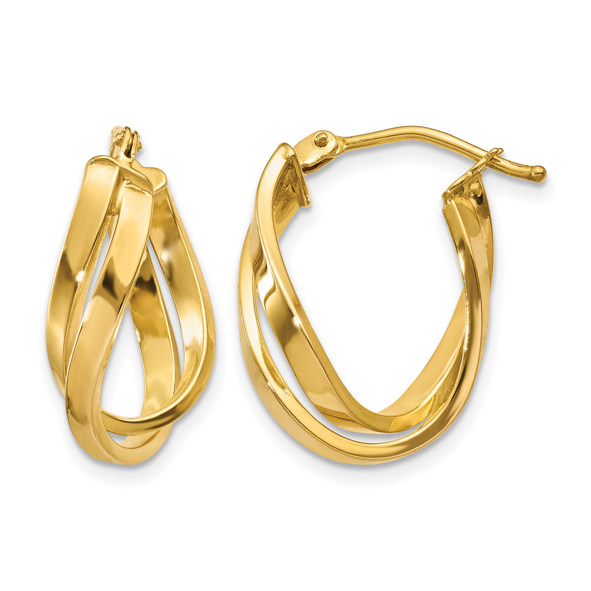Gold Twisted Oval Hoop Earrings