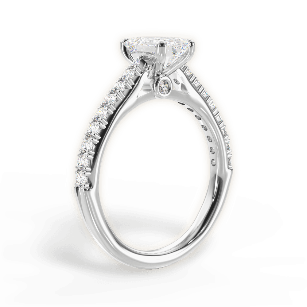 Frances Emerald Cut Lab Grown Diamond 14Kt White Gold Engagement Ring - View 3