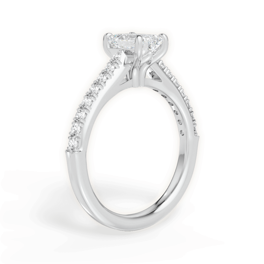 Elizabeth Emerald Cut Lab Grown Diamond 18Kt White Gold Engagement Ring - View 3