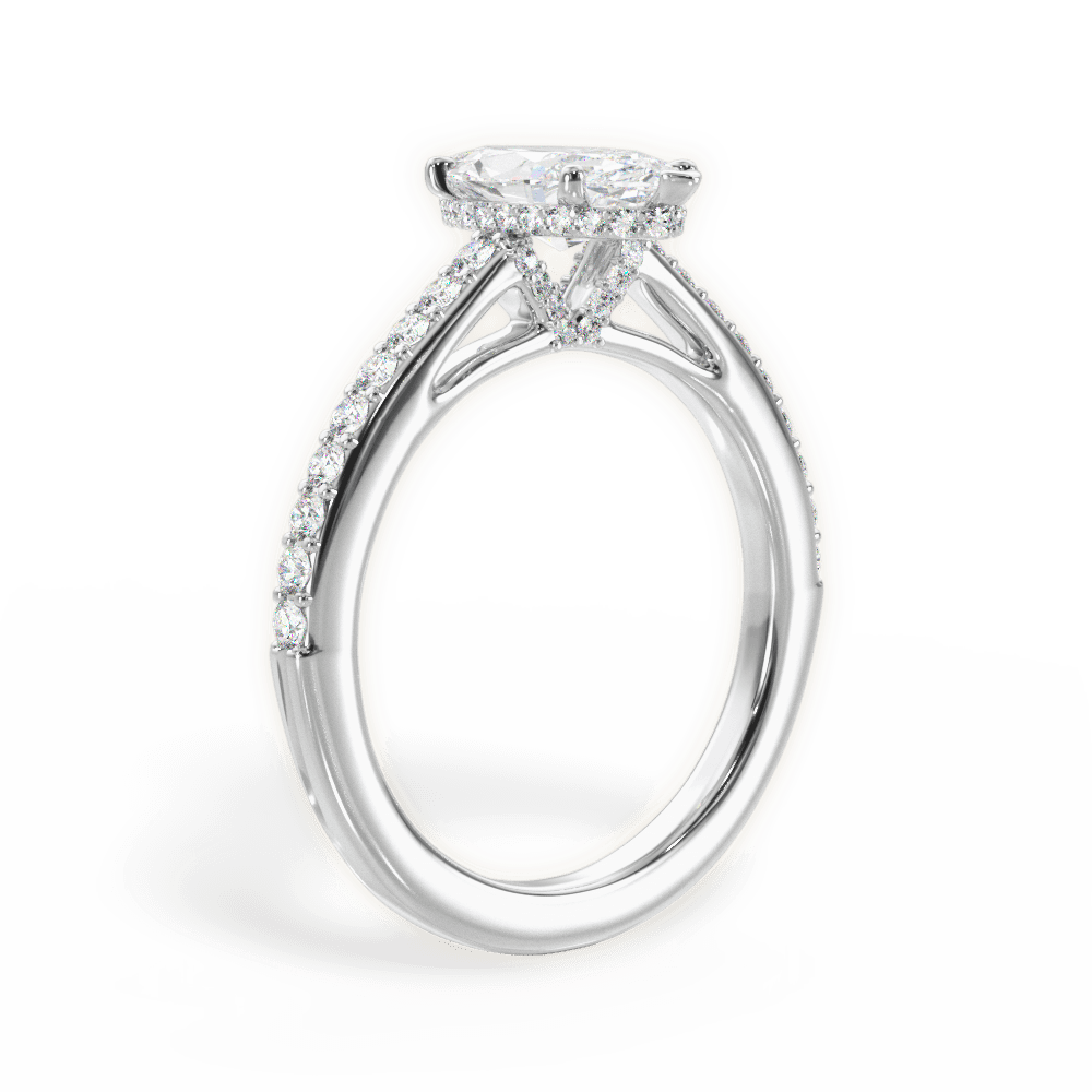 Joan Marquise Cut Lab Grown Diamond 14Kt White Gold Engagement Ring - View 3