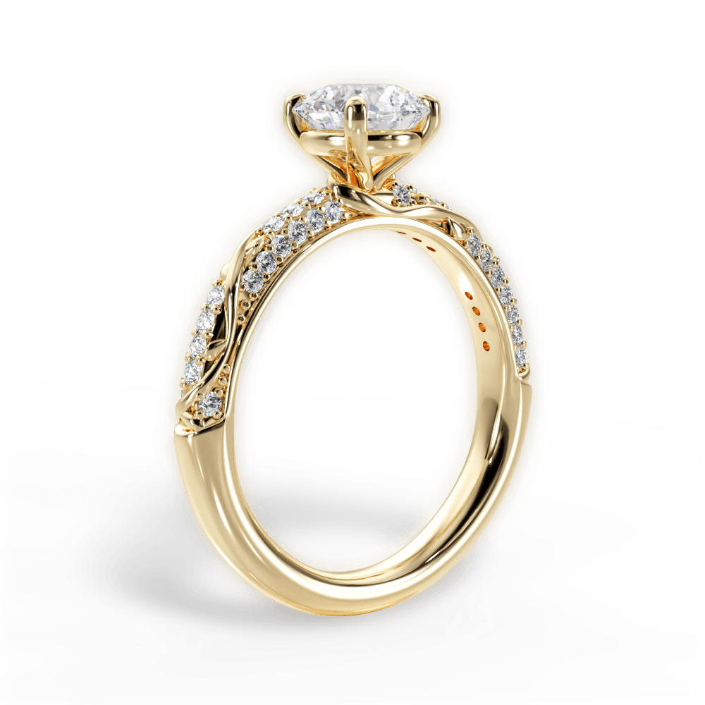 Gloria Round Cut Lab Grown Diamond 18Kt Yellow Gold Engagement Ring - View 3