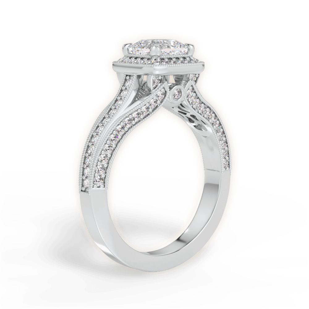 Lillian Cushion Cut Lab Grown Diamond 18Kt White Gold Engagement Ring - View 4