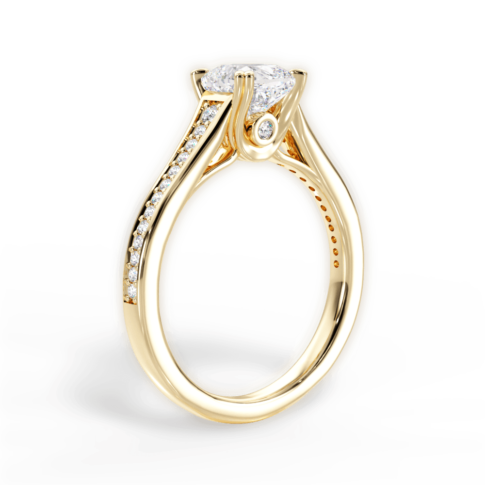 Delia Cushion Cut Lab Grown Diamond 18Kt Yellow Gold Engagement Ring - View 2