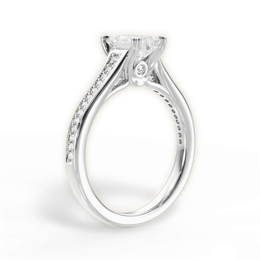 Delia Emerald Cut Lab Grown Diamond 14Kt White Gold Engagement Ring - View 2