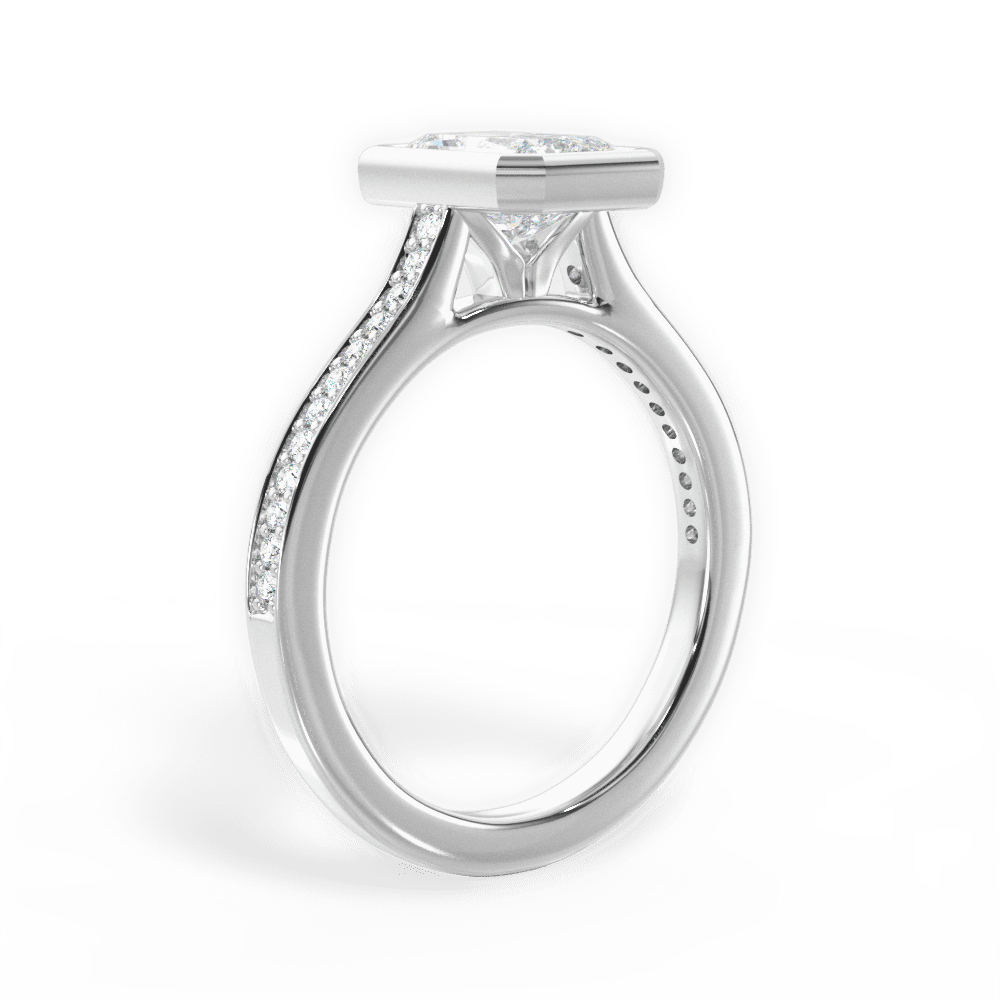 Deanna Radiant Cut Lab Grown Diamond Platinum Engagement Ring - View 2
