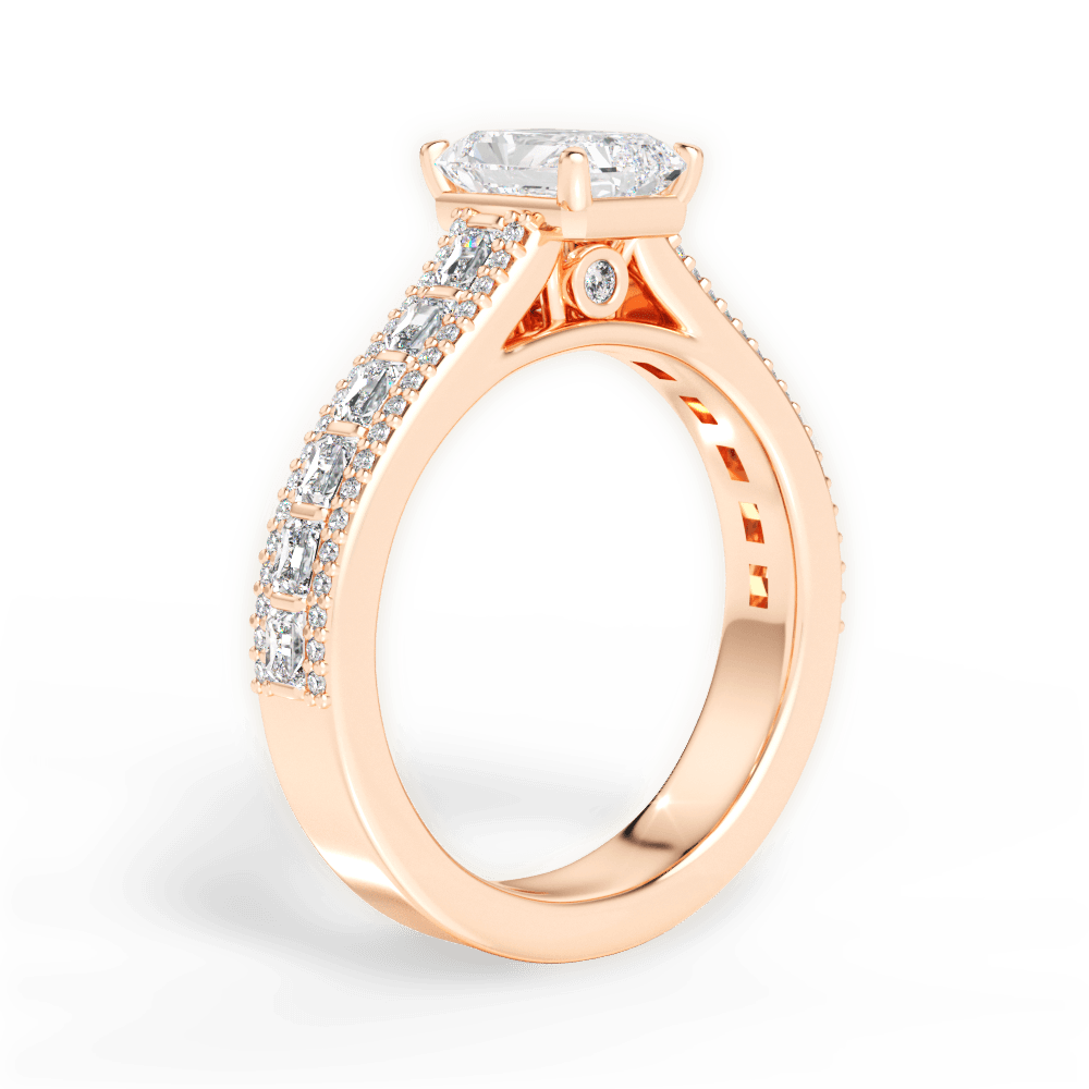 Lynn Radiant Cut Lab Grown Diamond 18Kt Rose Gold Engagement Ring - View 2