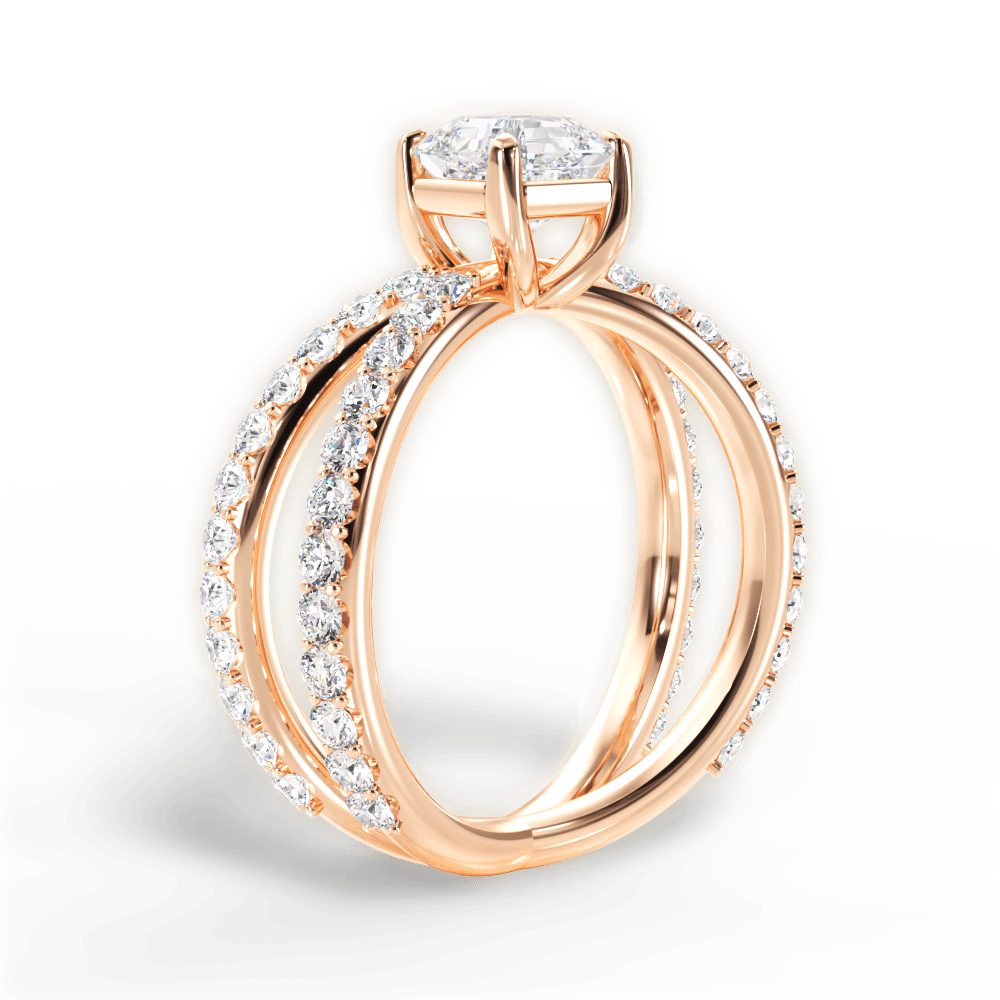 Lauren Asscher Cut Lab Grown Diamond 18Kt Rose Gold Engagement Ring - View 3