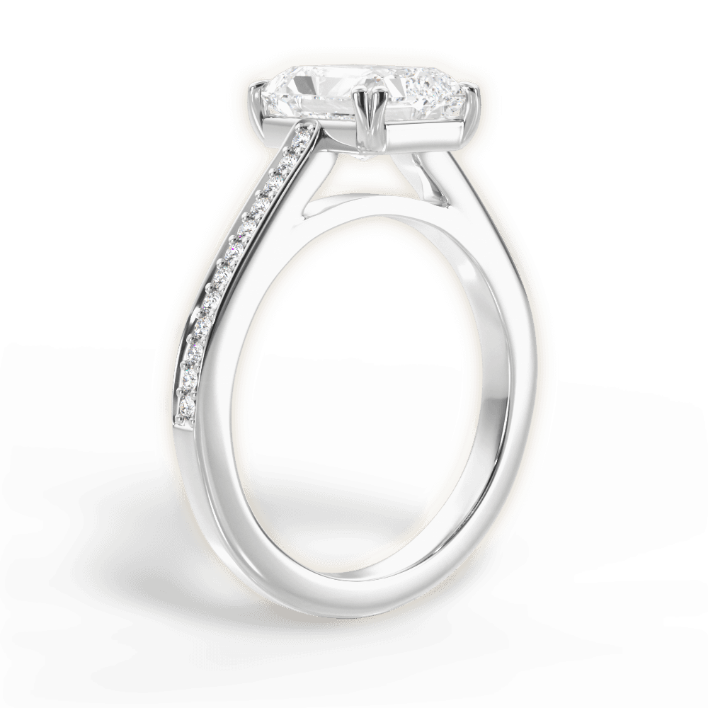 Denise Radiant Cut Lab Grown Diamond 18Kt White Gold Engagement Ring - View 2