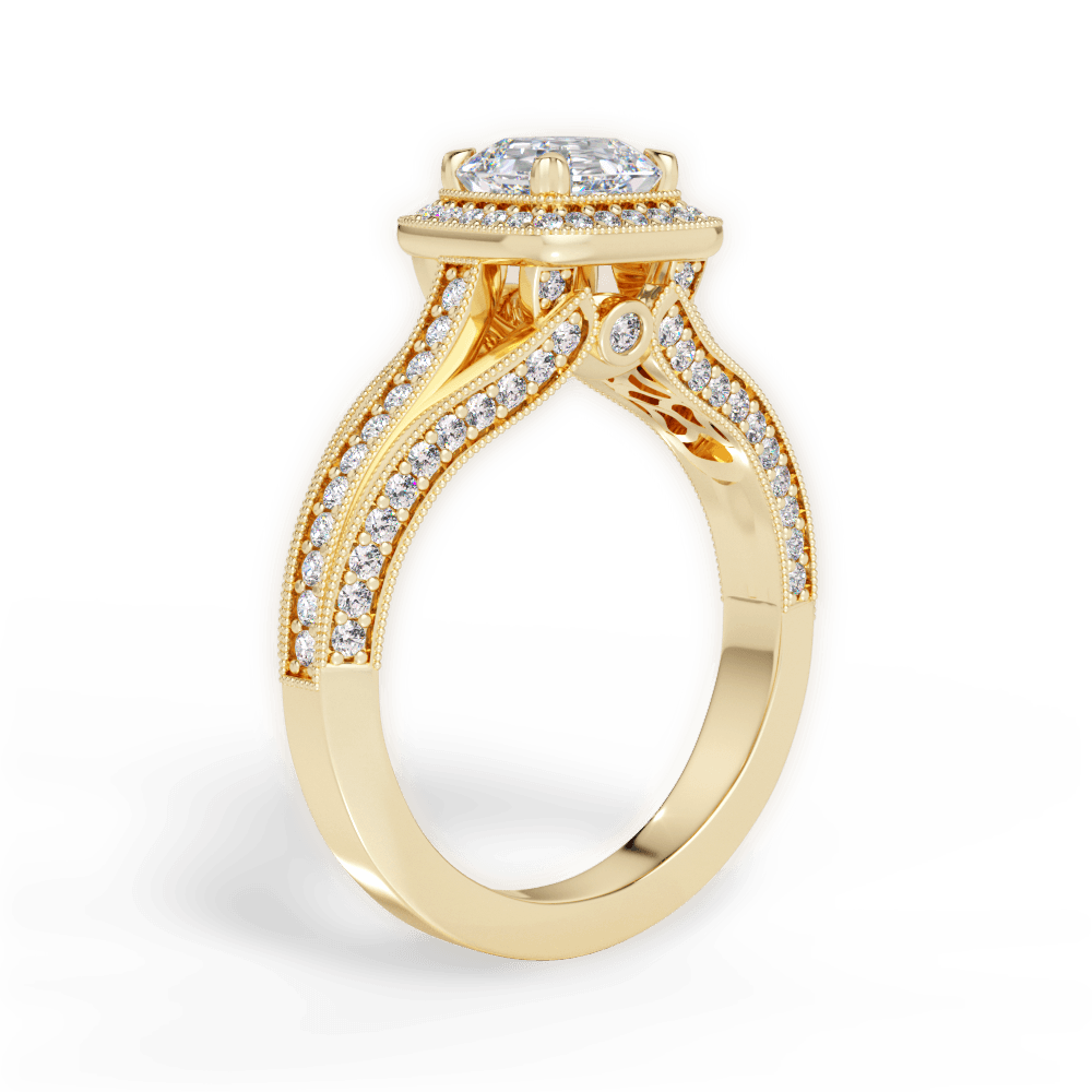 Lillian Asscher Cut Lab Grown Diamond 18Kt Yellow Gold Engagement Ring - View 2