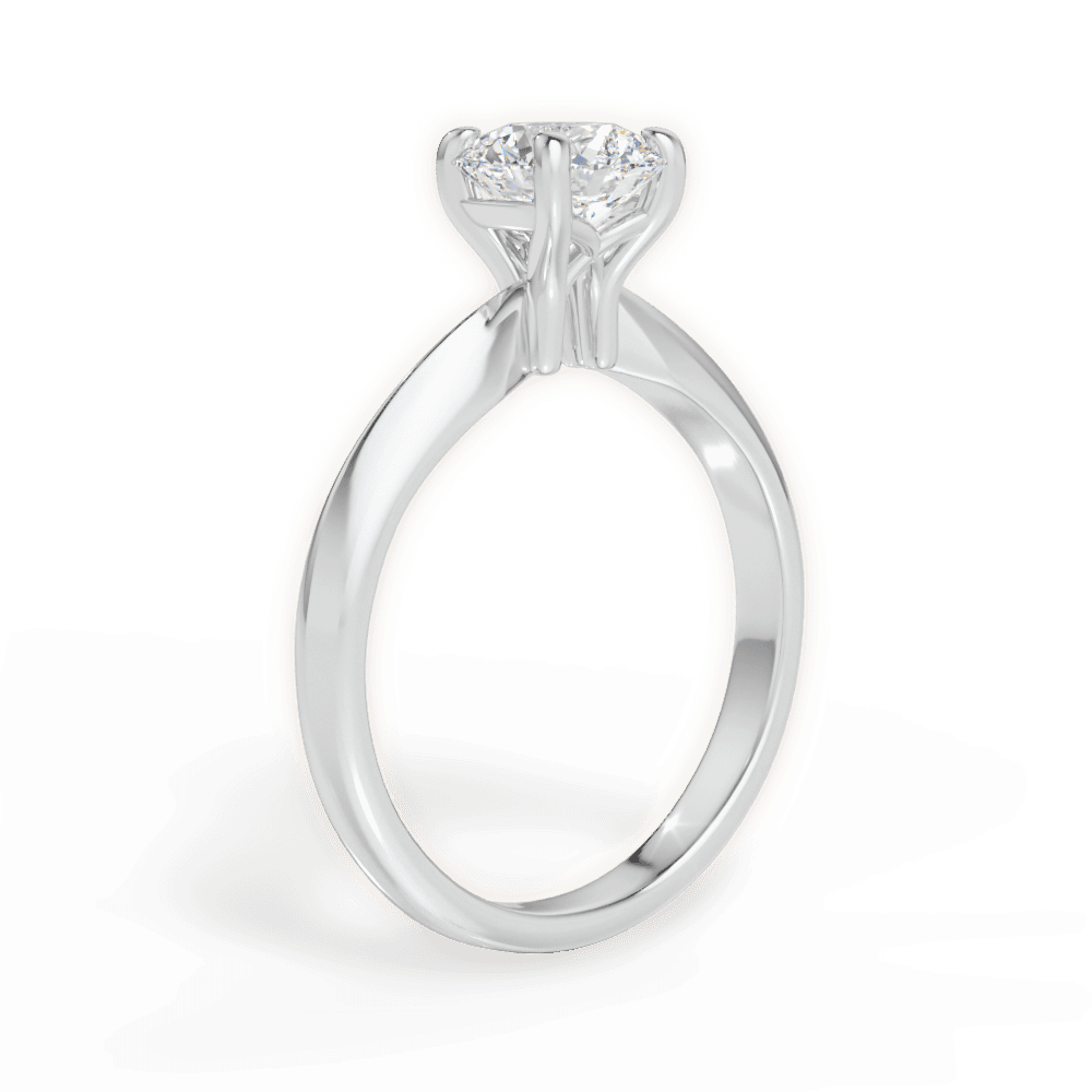 Aria Round Cut Lab Grown Diamond 18Kt White Gold Engagement Ring - View 2