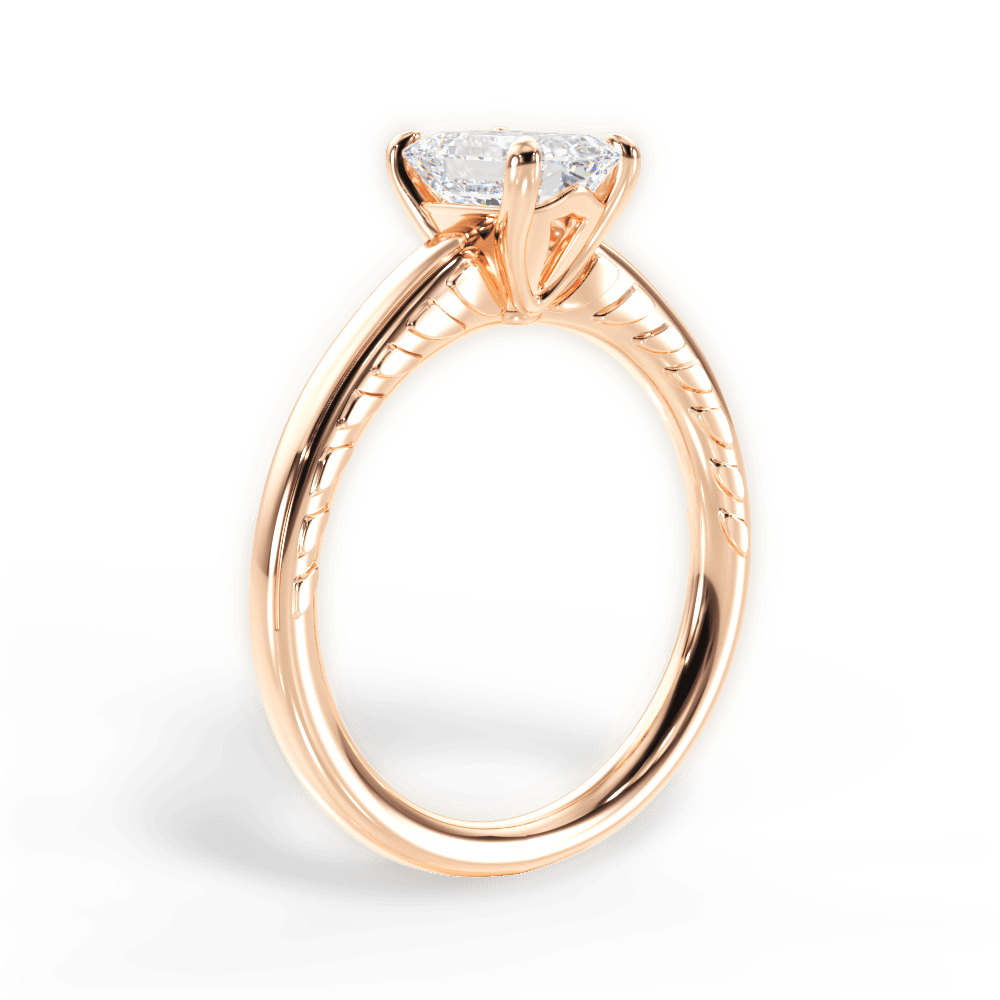 Annette Emerald Cut Lab Grown Diamond 18Kt Rose Gold Engagement Ring - View 2