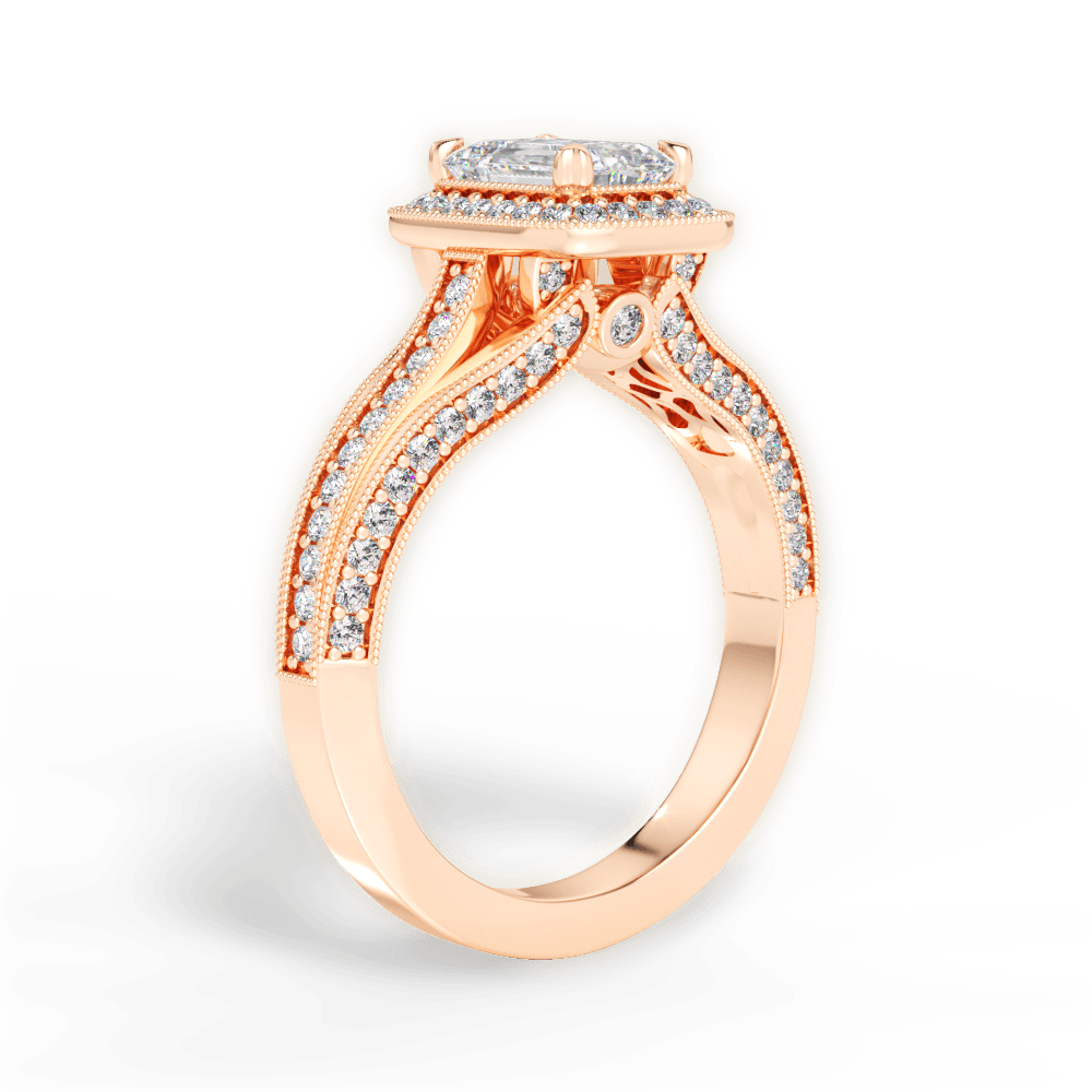 Lillian Emerald Cut Lab Grown Diamond 18Kt Rose Gold Engagement Ring - View 2