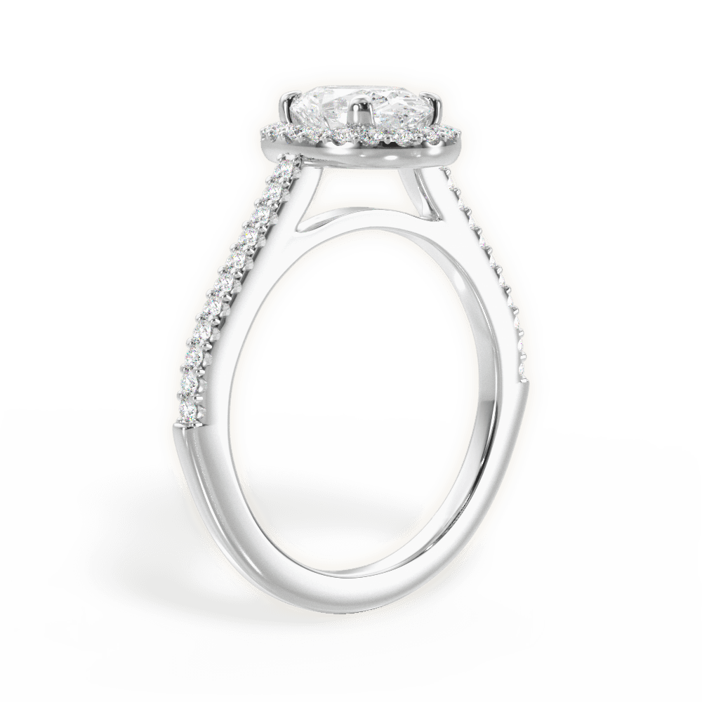 Jeanne Oval Cut Lab Grown Diamond 14Kt White Gold Engagement Ring - View 3