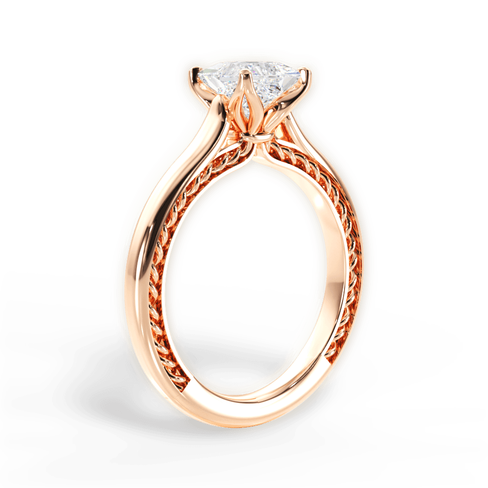 Carrie Princess Cut Lab Grown Diamond 18Kt Rose Gold Engagement Ring - View 2