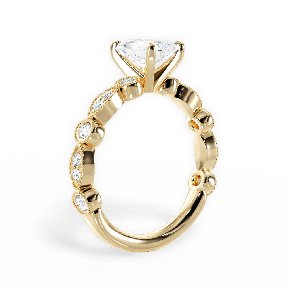 Edith Radiant Cut Lab Grown Diamond 18Kt Yellow Gold Engagement Ring - View 2