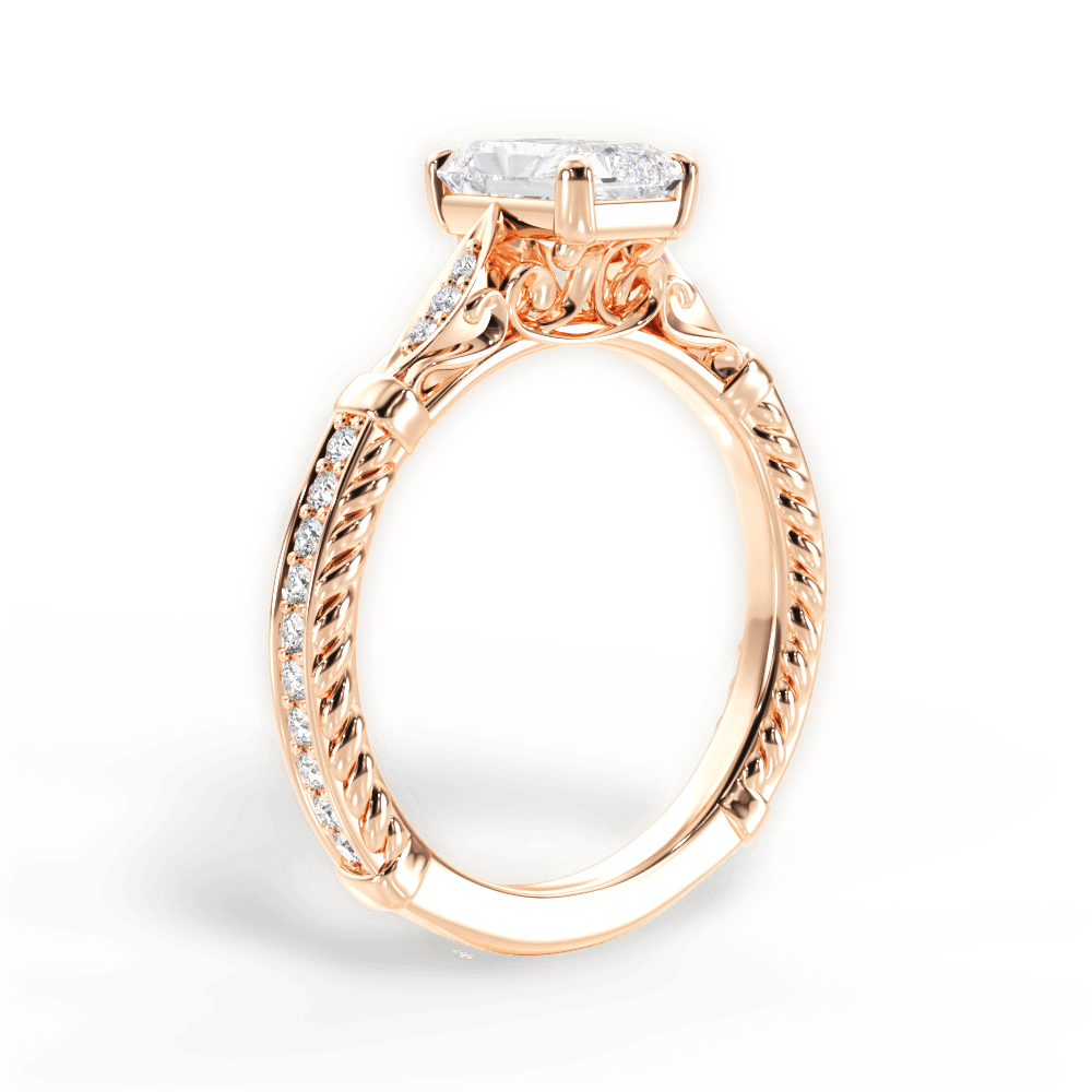 Gabriela Radiant Cut Lab Grown Diamond 18Kt Rose Gold Engagement Ring - View 3