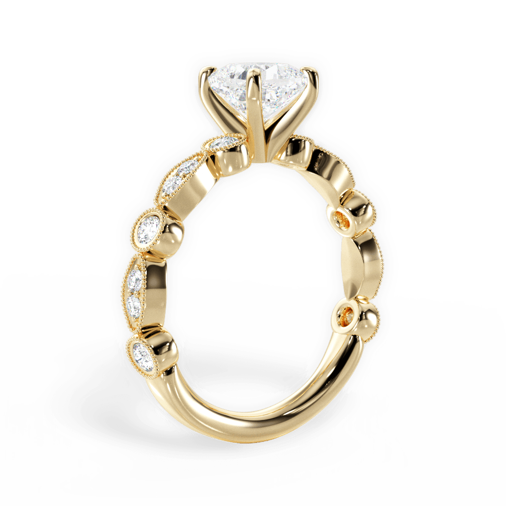 Edith Cushion Cut Lab Grown Diamond 18Kt Yellow Gold Engagement Ring - View 2