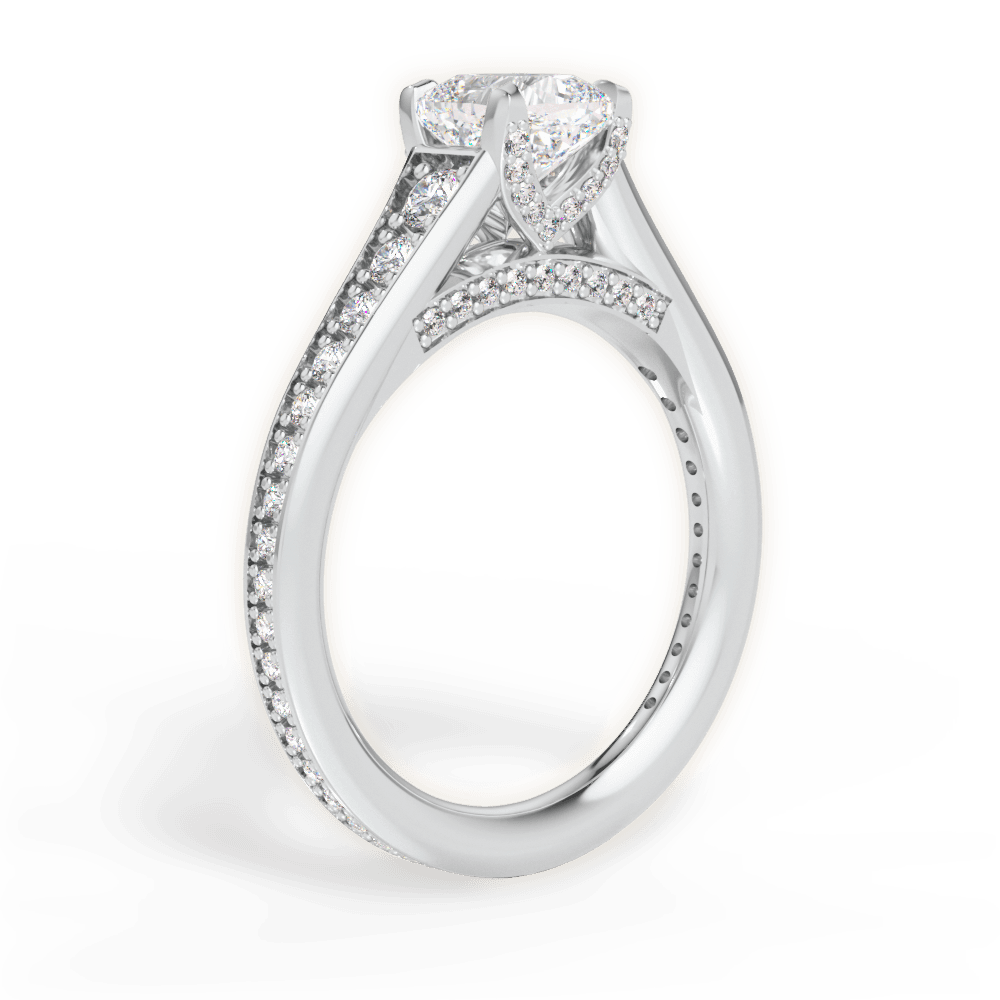 Leslie Cushion Cut Lab Grown Diamond Platinum Engagement Ring - View 4