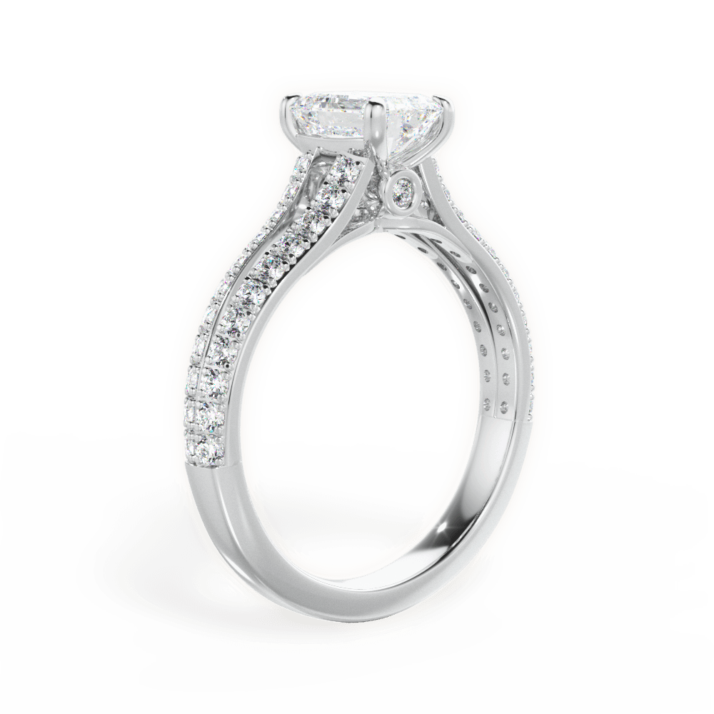Kendra Emerald Cut Lab Grown Diamond 14Kt White Gold Engagement Ring - View 4