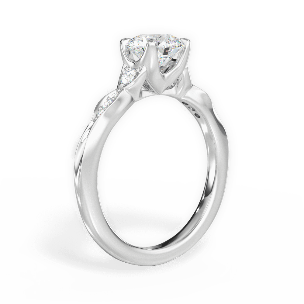 Cassie Round Cut Lab Grown Diamond 14Kt White Gold Engagement Ring - View 3